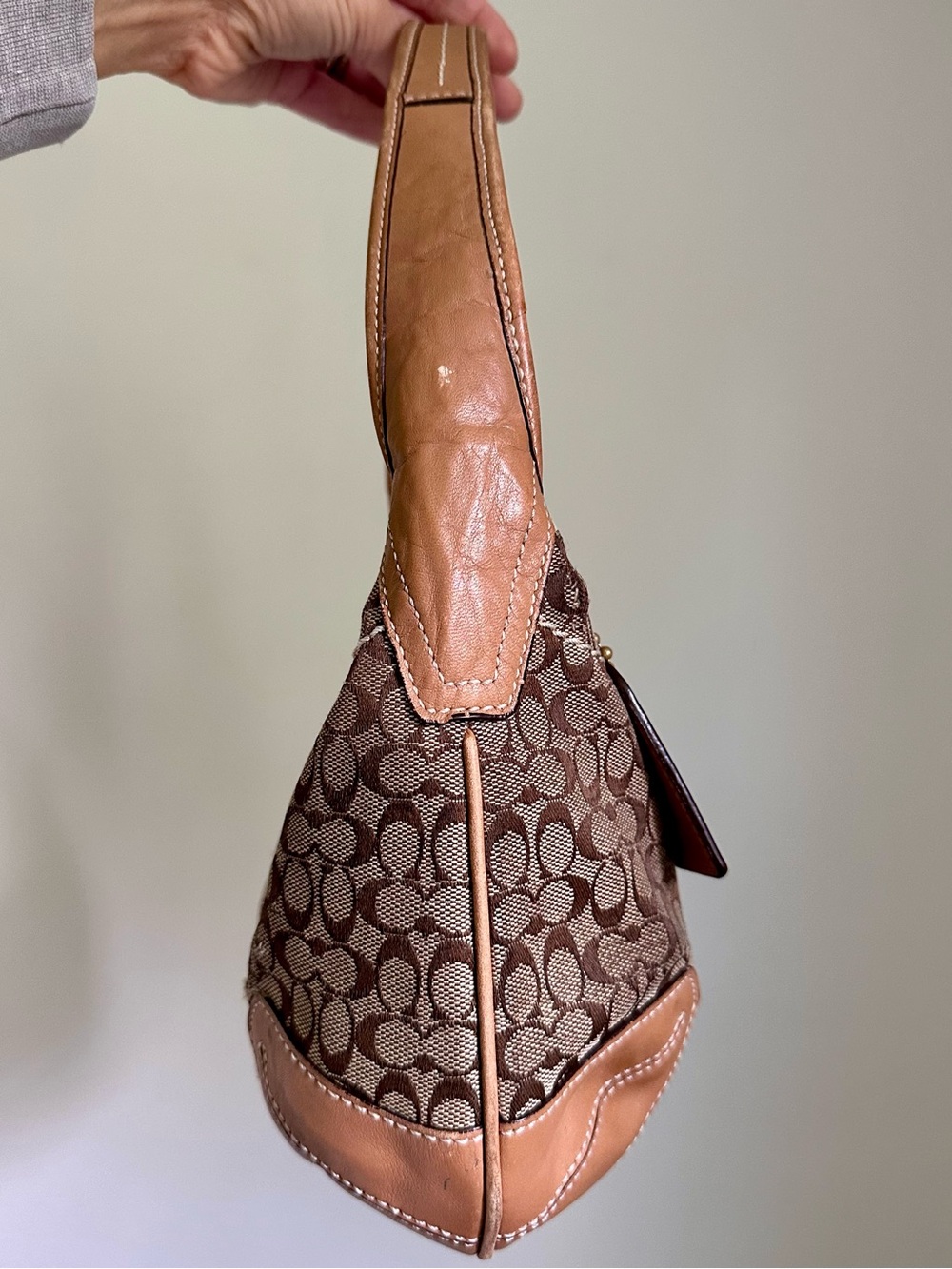Coach Signature Shoulder Purse CC Logo Sufflette 10776 Light Brown Vintage - Picture 4 of 14